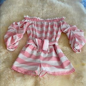 Sz S VaVa for Boston Proper Pink Striped Romper